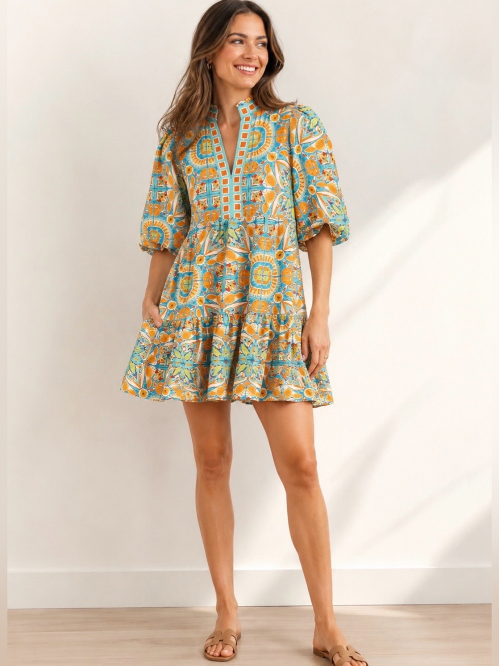 Emily McCarthy Emily Shift Dress Sunshine Print Size XS